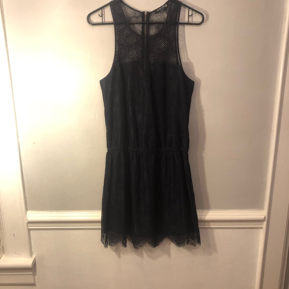 NWOT David Lerner (M) navy blue mesh overlay dress